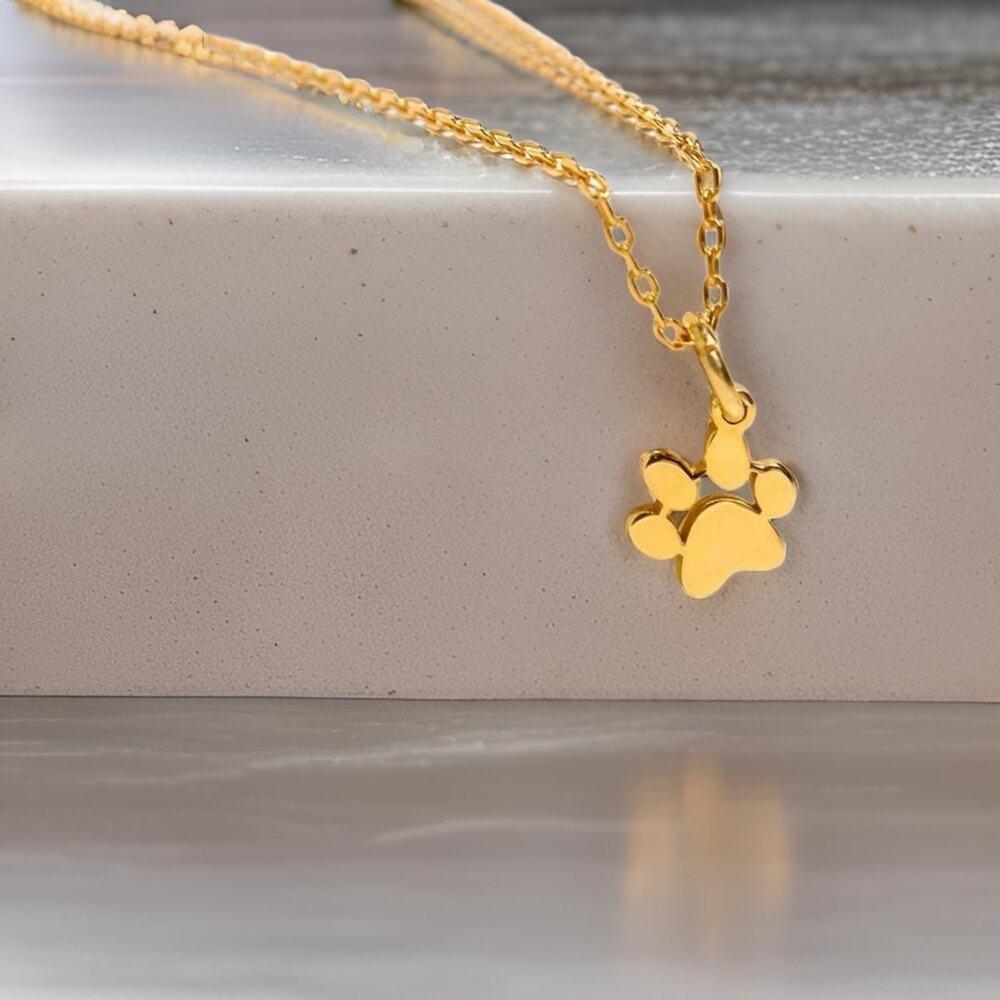 Cute Goldie Paw Print Pendant Necklace